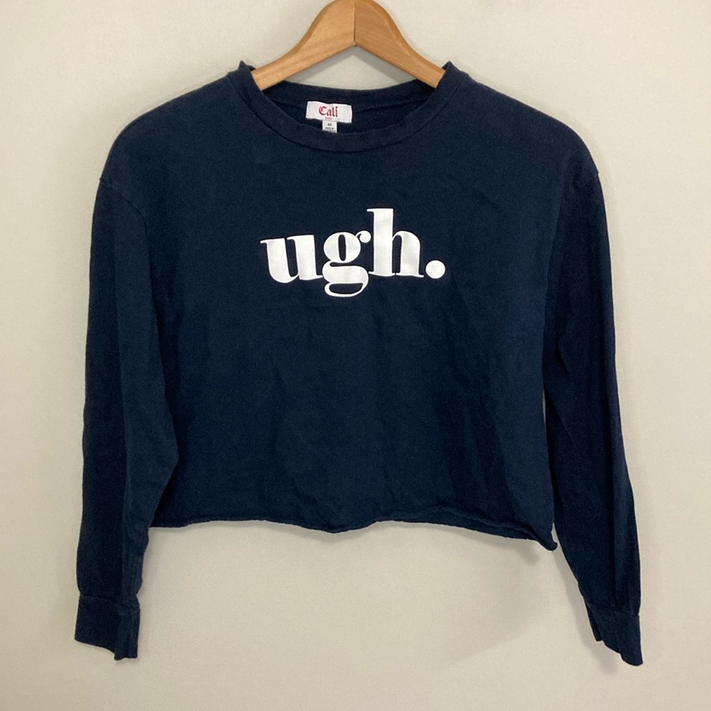 Women's Navy Long Sleeve “Ugh” Tee